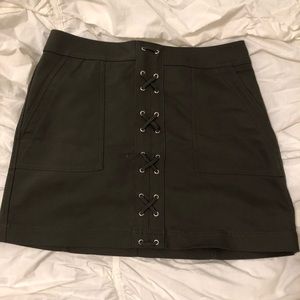 Army green mini skirt